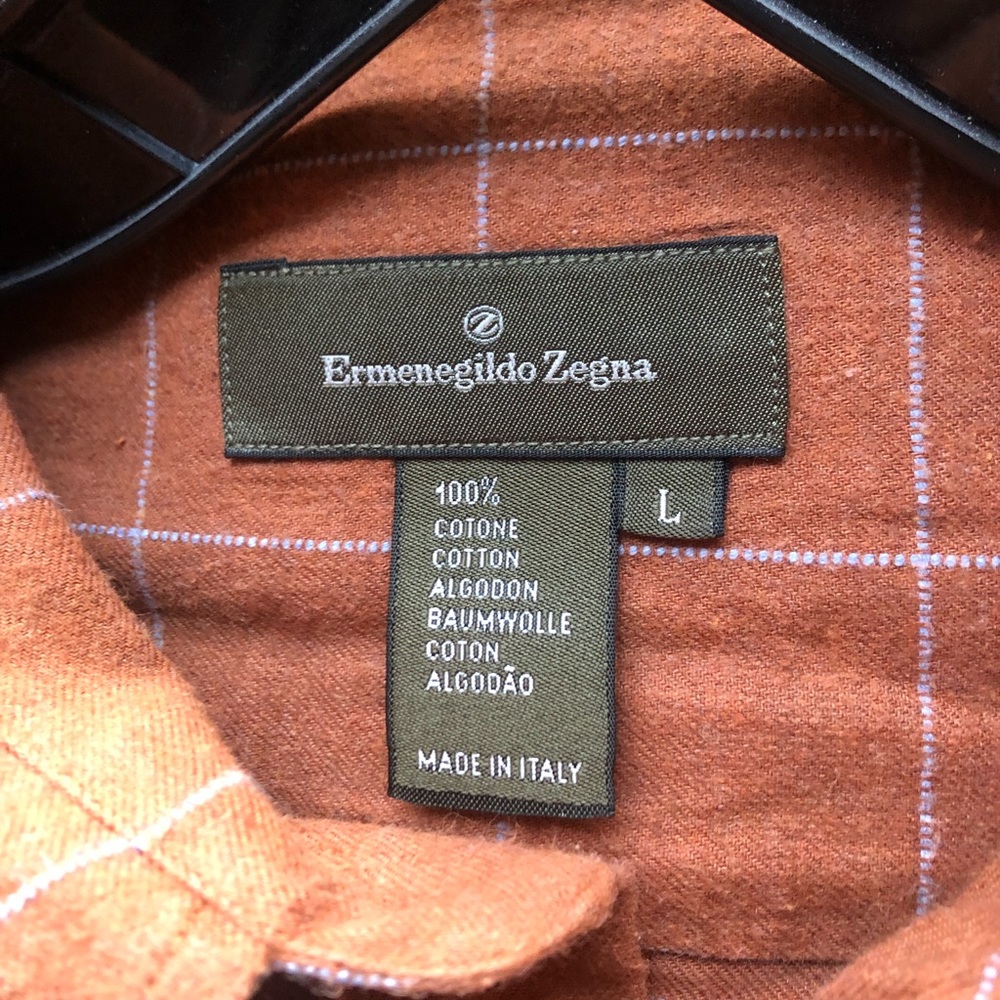 Ermenegildo Zegna Rust Checkered Button Down - image 2
